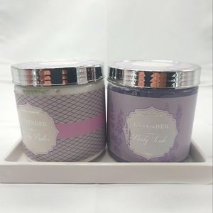 Purely panache lavender body butter and body scrub.